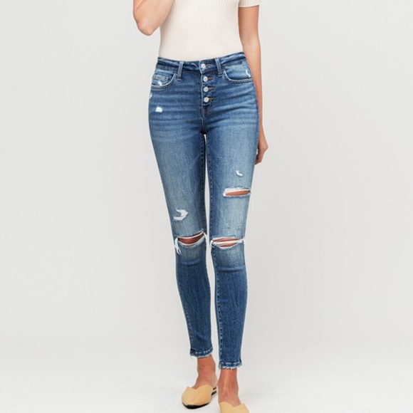 Vervet Denim - NWT Vervet Button Fly Distressed Skinny Jeans